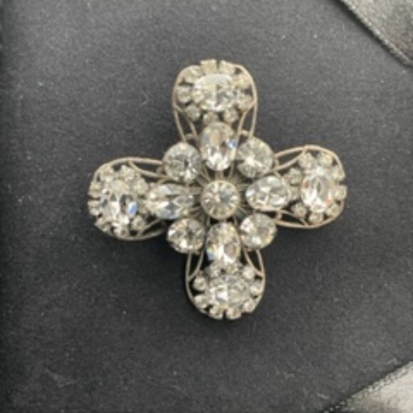 Vintage Liz Palacios clear rhinestone brooch/pendant - Picture 2 of 5